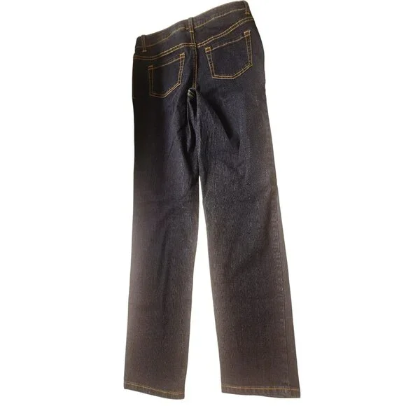 Cat & Jack Straight Jeans Size 12 Dark Wash Denim adjustable waist button - Picture 6 of 7